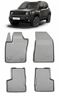 Jeep Renegade 4Xe Phev Din 06.2020 - Prezent, Suv , Set Covorase Auto Tip Tavita Premium 3D, din cauciuc accesorii pentru autoturismul tau - masina v163433