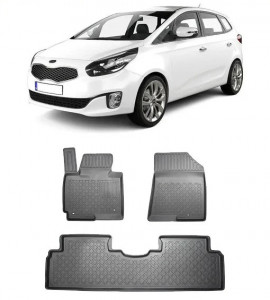 Kia Carens III, Van, Din 04.2013 - 08.2019 , Set Covorase Auto Tip Tavita Premium 3D, din cauciuc accesorii pentru autoturismul tau - masina v170275