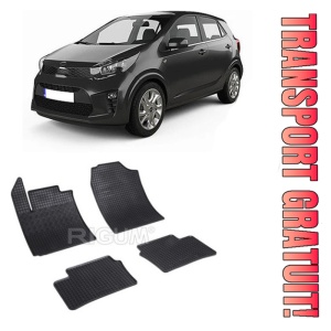 Kia Picanto III, Hatchback, fabricat din 04.2017 - Prezent, set covorase auto dedicate, din cauciuc 100% Premium