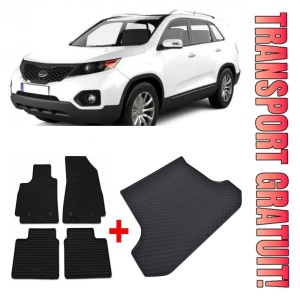 Kia Sorento II din 2009 - 01.2015 Suv 5 Locuri, Set Covorase + tavita portbagaj auto