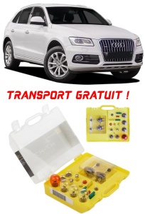 Kit trusa Set becuri H7 compatibila cu Audi Q5 din 2008 - 2017 , bec far, semnalizare , pozitie, iluminare numar, frana, plafoniera, stop frana