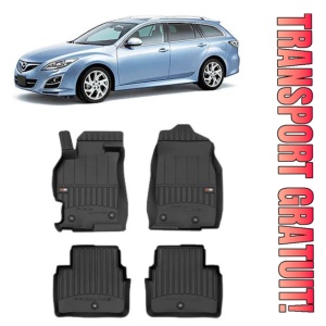 Mazda 6 II Din 2008 - 12.2012, Combi , Set Covorase Auto Tip Tavita Premium 3D, din cauciuc