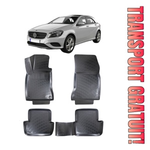 Mercedes A Class W176 2013-2018 Set 4 covorase auto din cauciuc tip tavita premium line 3D