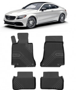 Mercedes C-Class W205 Din 01.2016 - 11.2020, Coupe , Set Covorase Auto Tip Tavita Premium 3D, din cauciuc accesorii pentru autoturismul tau - masina v164572