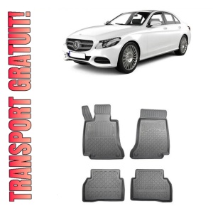 Mercedes Clasa C W205, Sedan, Din 03.2014 - 11.2020 , Set Covorase Auto Tip Tavita Premium 3D, din cauciuc