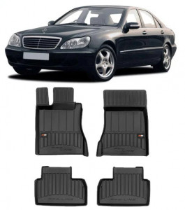 Mercedes Clasa S W220, Sedan, Din 1998 - 06.2005 , Set Covorase Auto Tip Tavita Premium 3D, din cauciuc accesorii pentru autoturismul tau - masina v171957