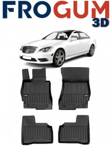 Mercedes Clasa S W221, Sedan, Din 07.2005 - 06.2013 , Set Covorase Auto Tip Tavita Premium 3D, din cauciuc accesorii pentru autoturismul tau - masina v171949