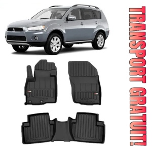 Mitsubishi Outlander II Din 03.2007 - 08.2012, Suv , Set Covorase Auto Tip Tavita Premium 3D, din cauciuc