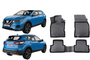 Nissan Qashqai II (J11) 2013-2021 Set 4 covorase auto din cauciuc tip tavita premium line 3D - Img 2