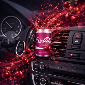 Odorizant Auto 3D Coca Cola Cherry, Tip Doza, Clip Ventilatie, Parfum Intens și Persistent, Design Realist, Vegan Friendly - Img 4