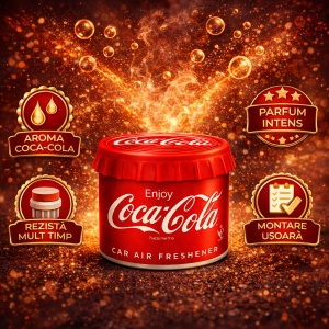 Odorizant Auto 3D Coca Cola Original, Tip conserva, Cupholder, Parfum Intens și Persistent, Design Realist, Vegan Friendly, ideal pentru masina birou casa, 4x Stickere auto - Img 2