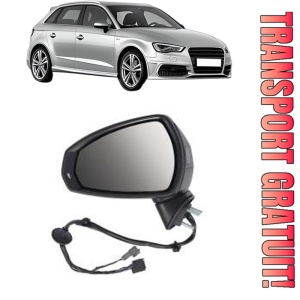 Oglinda Stanga AUDI A3 Sportback (8VA, 8VF) din 2012 - 2020, Auto, Reglaj electric, Completa