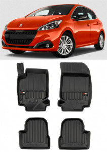 Peugeot 208 II, Hatchback, Din 06.2019 - Prezent , Set Covorase Auto Tip Tavita Premium 3D, din cauciuc accesorii pentru autoturismul tau - masina v170624