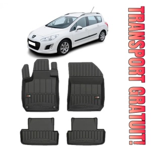 Peugeot 308 II, Hatchback, Din 08.2013 - Prezent , Set Covorase Auto Tip Tavita Premium 3D, din cauciuc
