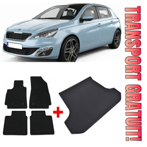 Peugeot 308 Set Covorase + tavita portbagaj auto Peugeot 308 III fabricatie 12.2021 - prezent, caroserie hatchback, portbagaj inferior, fara podea reglabila pe inaltime