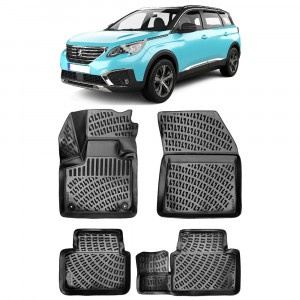 Peugeot 5008 II 2017- Set 4 covorase auto din cauciuc tip tavita premium line 3D accesorii pentru autoturismul tau - masina v242168