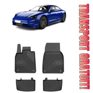 Porsche Taycan Electric Din 01.2020 - Prezent, Coupe , Set Covorase Auto Tip Tavita Premium 3D, din cauciuc