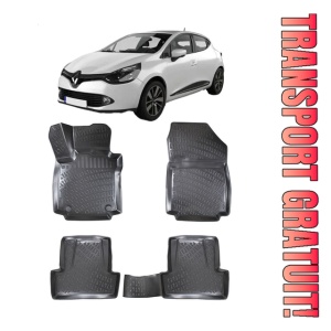 Renault Clio 4 2012-2019 Set 4 covorase auto din cauciuc tip tavita premium line 3D