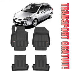 Renault Clio III Din 01.2008 - 02.2013, Combi , Set Covorase Auto Tip Tavita Premium 3D, din cauciuc