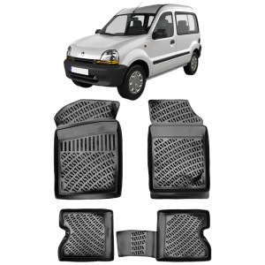 Renault Kango I 1997-2007 Set 4 covorase auto din cauciuc tip tavita premium line 3D accesorii pentru autoturismul tau - masina v242502
