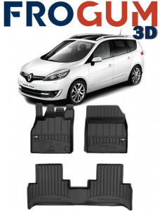 Renault Scenic III, Van, Din 04.2009 - 11.2016 , Set Covorase Auto Tip Tavita Premium 3D, din cauciuc accesorii pentru autoturismul tau - masina v170235