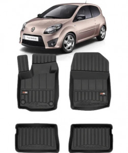 Renault Twingo II Din 06.2007 - 07.2014, Hatchback , Set Covorase Auto Tip Tavita Premium 3D, din cauciuc accesorii pentru autoturismul tau - masina v162761