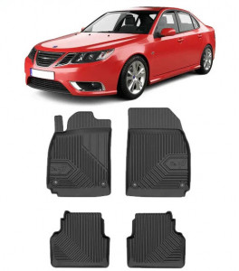 Saab 9-3 II Din 2002 - 05.2014, Sedan , Set Covorase Auto Tip Tavita Premium 3D, din cauciuc accesorii pentru autoturismul tau - masina v167629