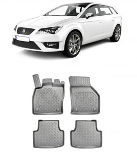 Seat Leon E-Hybrid, Combi, Din 2020 - Prezent , Set Covorase Auto Tip Tavita Premium 3D, din cauciuc accesorii pentru autoturismul tau - masina v170083