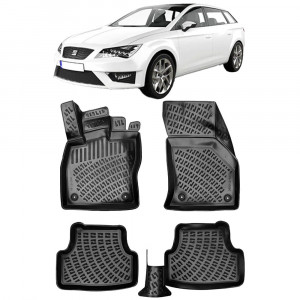 Seat Leon III 2012-2020 Set 4 covorase auto din cauciuc tip tavita premium line 3D accesorii pentru autoturismul tau - masina v242458
