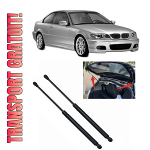 Set 2 amortizoare portbagaj haion BMW Seria 3 Coupe (E46) din 1998-2006, 2 bucati, MAGNUM TECHNOLOGY, 4 stickere auto BMW Seria