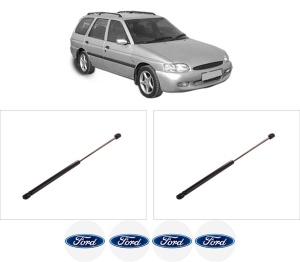Set 2 amortizoare portbagaj haion FORD ESCORT CLASSIC Turnier (ANL) din 1999-2000, 2 bucati, KROSNO, 4 stickere auto FORD v2845