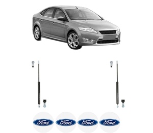 Set 2 amortizoare portbagaj haion FORD MONDEO IV Saloon (BA7) din 2007-2015, 2 bucati, KROSNO, 4 stickere auto FORD v6505