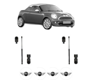 Set 2 amortizoare portbagaj haion MINI Coupe (R58) din 2010-2015, 2 bucati, KROSNO, 4 stickere auto MINI v2005