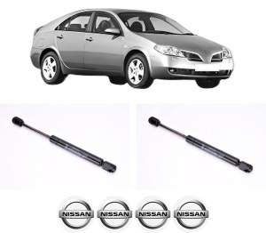 Set 2 amortizoare portbagaj haion NISSAN PRIMERA (P12) din 2002-2008, 2 bucati, KROSNO, 4 stickere auto NISSAN v3805