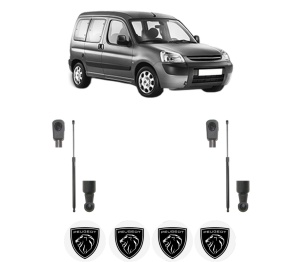 Set 2 amortizoare portbagaj haion PEUGEOT PARTNER TEPEE din 2008-2018, 2 bucati, MAGNUM TECHNOLOGY, 4 stickere auto PEUGEOT v5005