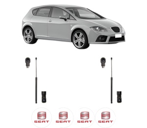 Set 2 amortizoare portbagaj haion SEAT LEON (1P1) din 2005-2012, 2 bucati, MAGNUM TECHNOLOGY, 4 stickere auto SEAT v5905