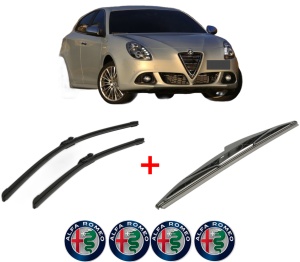 Set 3 stergatoare ALFA ROMEO GIULIETTA Hatchback Van (940_) din 2011 - 2020, pentru parbriz si luneta fata si spate auto, Bosch Twin, din cauciuc siliconat rezistent, 4 Stickere Auto ALFA ROMEO v8363