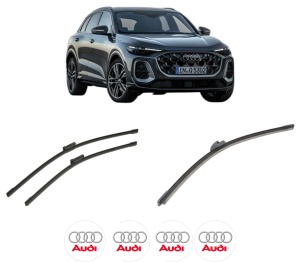 Set 3 stergatoare AUDI Q5 (GUB) din 2025, pentru parbriz si luneta fata si spate auto, Bosch Aerotwin-Aerotwin, din cauciuc siliconat rezistent, 4 Stickere Auto AUDI - Img 2