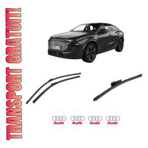 Set 3 stergatoare AUDI Q6 e-tron Sportback (GFN) din 2024, pentru parbriz si luneta fata si spate auto, Bosch Aerotwin-Aerotwin, din cauciuc siliconat rezistent, 4 Stickere Auto AUDI