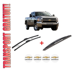 Set 3 stergatoare CHEVROLET SILVERADO 2500 HD Extended Cab Pickup din 2008 - 2013, pentru parbriz si luneta fata si spate auto, Bosch Twin, din cauciuc siliconat rezistent, 4 Stickere Auto CHEVROLET