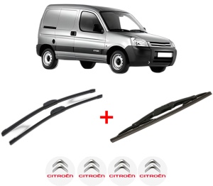 Set 3 stergatoare CITROEN BERLINGO / BERLINGO FIRST Box Body/MPV (M_) din 1996 - 2011, pentru parbriz si luneta fata si spate auto, Bosch Twin, din cauciuc siliconat rezistent, 4 Stickere Auto CITROEN v10583