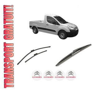 Set 3 stergatoare CITROEN BERLINGO Platform/Chassis (B9) din 2008-2021, pentru parbriz si luneta fata si spate auto, Bosch Twin-Aerotwin, din cauciuc siliconat rezistent, 4 Stickere Auto CITROEN