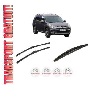 Set 3 stergatoare CITROEN C-CROSSER Van (VU_) din 2007-2012, pentru parbriz si luneta fata si spate auto, Bosch Twin-Aerotwin Retrofit, din cauciuc siliconat rezistent, 4 Stickere Auto CITROEN