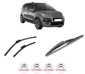 Set 3 stergatoare CITROEN C3 PICASSO (SH_) din 2008-2017, pentru parbriz si luneta fata si spate auto, Bosch Twin-Aerotwin, din cauciuc siliconat rezistent, 4 Stickere Auto CITROEN - Img 2