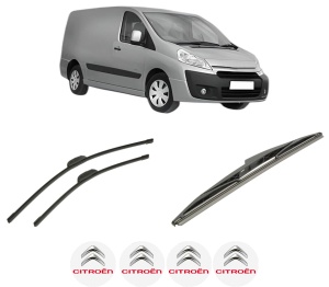 Set 3 stergatoare CITROEN JUMPY II Van din 2007-2016, pentru parbriz si luneta fata si spate auto, Bosch Twin-Aerotwin Retrofit, din cauciuc siliconat rezistent, 4 Stickere Auto CITROEN - Img 2