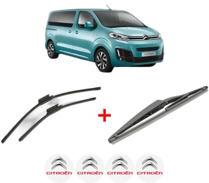 Set 3 stergatoare CITROEN SPACETOURER Bus (V_) din 2016 - 2023, pentru parbriz si luneta fata si spate auto, Bosch Twin, din cauciuc siliconat rezistent, 4 Stickere Auto CITROEN v8963