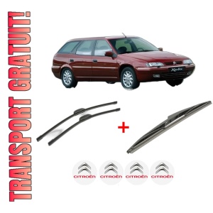 Set 3 stergatoare CITROEN XANTIA Estate Van (X2_) din 1997 - 2003, pentru parbriz si luneta fata si spate auto, Bosch Twin, din cauciuc siliconat rezistent, 4 Stickere Auto CITROEN