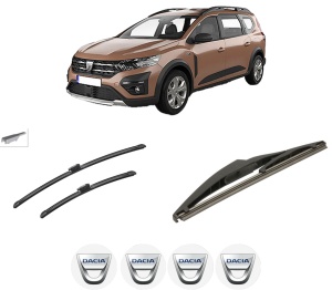 Set 3 stergatoare DACIA JOGGER (RK_) din 2021-2023, pentru parbriz si luneta fata si spate auto, Bosch Twin-Aerotwin, din cauciuc siliconat rezistent, 4 Stickere Auto DACIA - Img 2