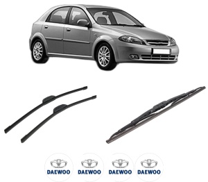 Set 3 stergatoare DAEWOO LACETTI Hatchback (KLAN) din 2004, pentru parbriz si luneta fata si spate auto, Bosch Twin-Aerotwin Retrofit, din cauciuc siliconat rezistent, 4 Stickere Auto DAEWOO - Img 2