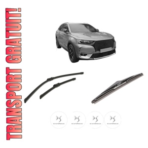 Set 3 stergatoare DS DS 7 Crossback (J4_, JR_, JC_) din 2017-2022, pentru parbriz si luneta fata si spate auto, Bosch Twin-Aerotwin, din cauciuc siliconat rezistent, 4 Stickere Auto DS